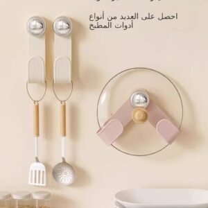 رف تخزين معلق لأغطية الأواني الدوارة بكوب شفط مثبت على الحائط بدون ثقب رف تخزين معلق للمطبخ (10 قطع)
