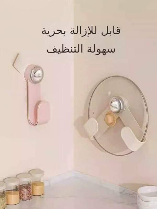 ⁦رف تخزين معلق لأغطية الأواني الدوارة بكوب شفط مثبت على الحائط بدون ثقب رف تخزين معلق للمطبخ (10 قطع)⁩ - الصورة ⁦5⁩