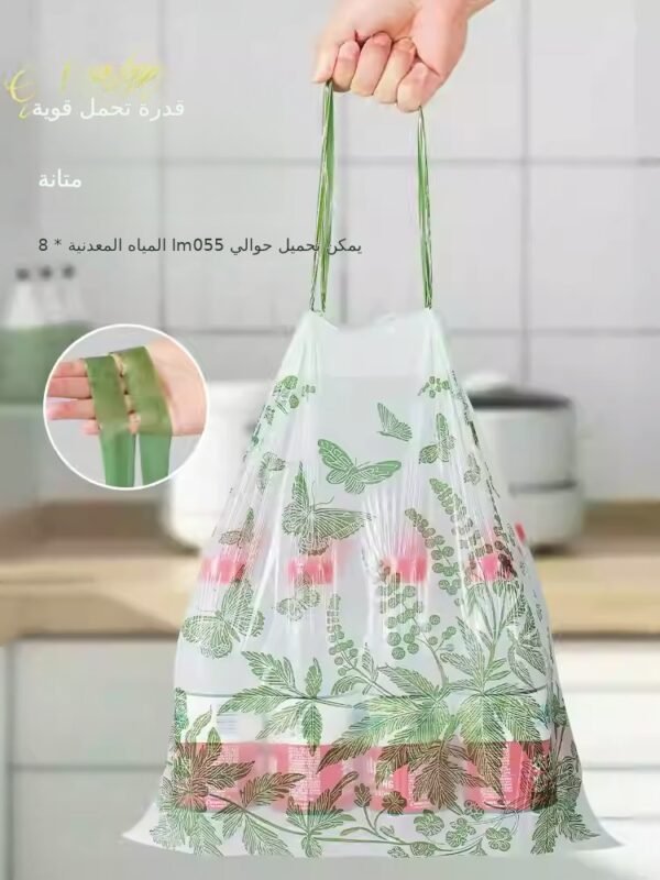 ⁦أكياس قمامة معطرّة برائحة آرتيميسيا، قابلة للسحب، مزودة بحبل للتعليق، تصميم مزخرف، أكياس سميكة ومقاومة للتمزق، مثالية للاستخدام المنزلي – 20 عبوة⁩ - الصورة ⁦4⁩